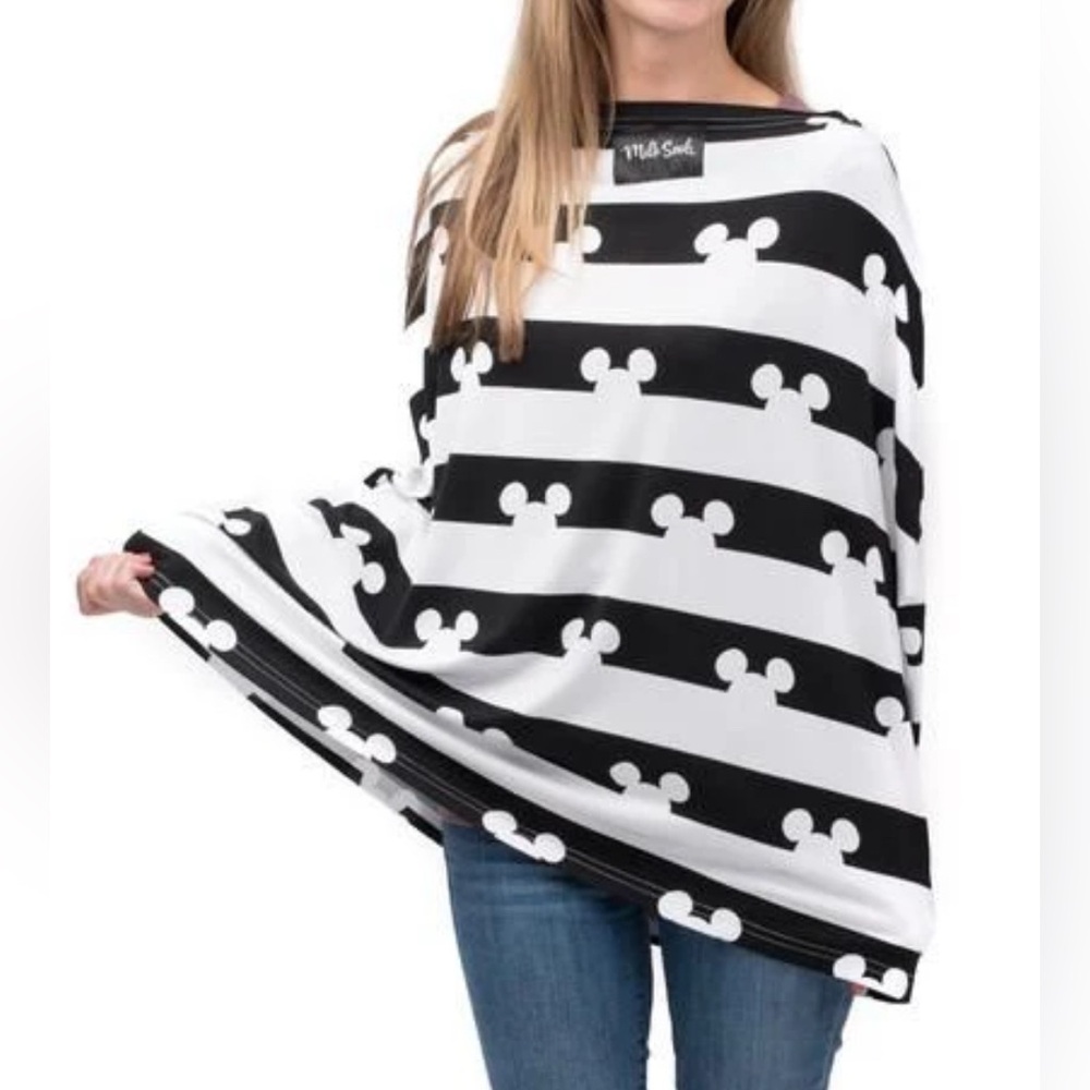 Disney Mickey Mouse Milk Snob 5-in-1 Nursing Cover Black & White OS Butter Soft